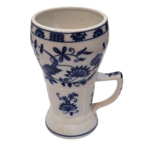 Vienna Woods Vintage Fine China Sundae/Soda Mugs‎ Blue White Onion Pattern Set 3 - Picture 1 of 11